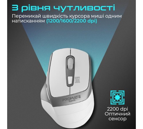 Миша бездротова Promate Samit White