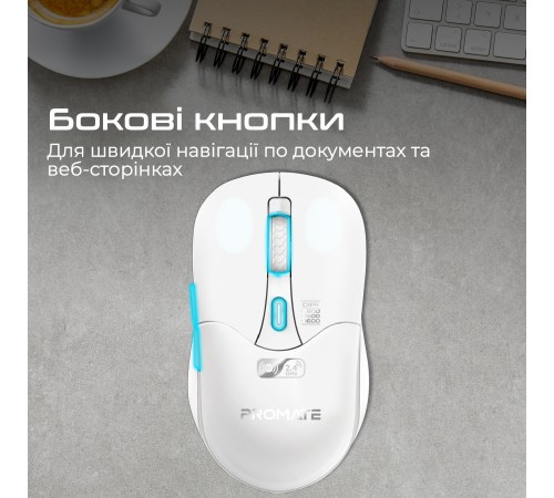 Миша бездротова Promate Samo White