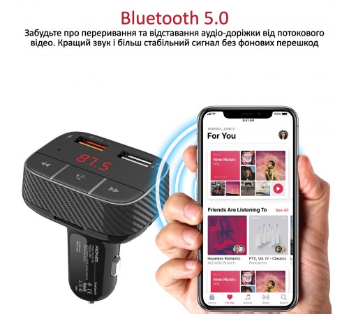 FM-трансмітер Promate SmarTune-2+ Black