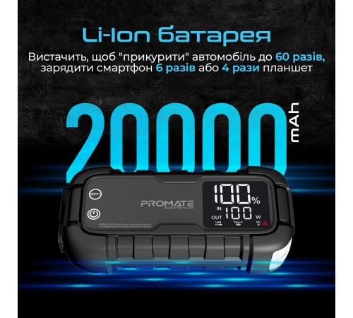 Пускозарядний пристрій Promate SparkTank-20 20000mAh 1000A/2000A Jump Starter Black Пускозарядний пристрій Promate SparkTank-20 20000mAh 1000A/2000A Jump Starter Black