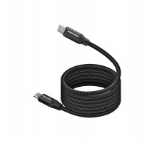 Кабель Promate USB Type-C - USB Type-C (M/M), 3 A, 60 W, 1.2 м, Springy Black (springy.black)