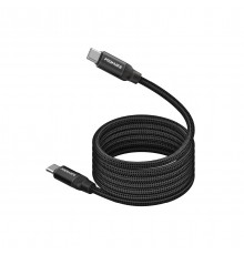 Кабель Promate USB Type-C - USB Type-C (M/M), 3 A, 60 W, 1.2 м, Springy Black (springy.black)