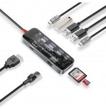 Концентратор USB Type-C Promate TransHub-Go 9 in 1 Grey (transhub-go)