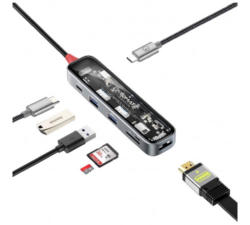 USB-хаб Promate TransHub-Lite USB Type-C Grey