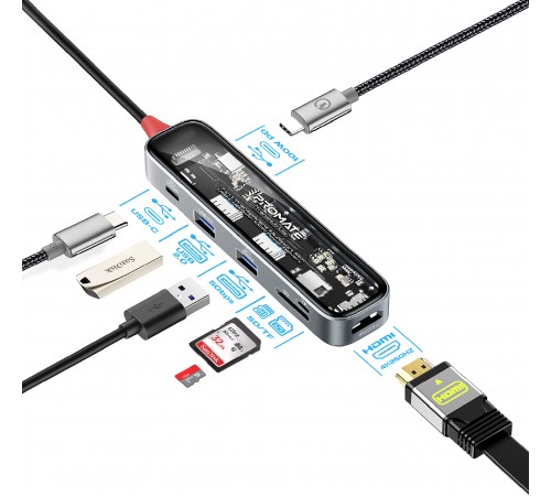 USB-хаб Promate TransHub-Lite USB Type-C Grey