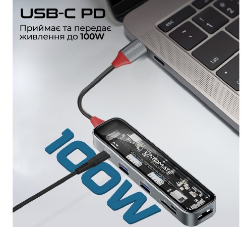 USB-хаб Promate TransHub-Lite USB Type-C Grey