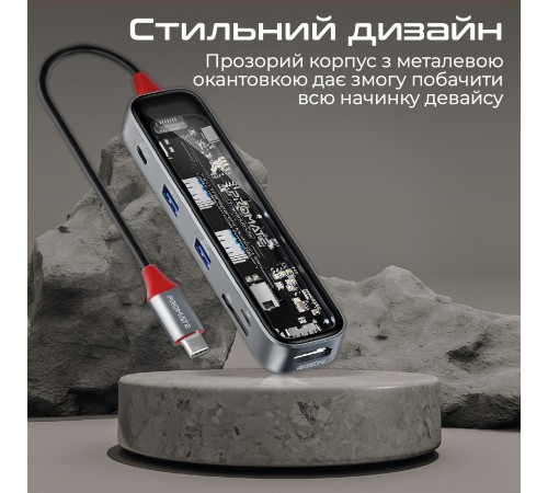 USB-хаб Promate TransHub-Lite USB Type-C Grey