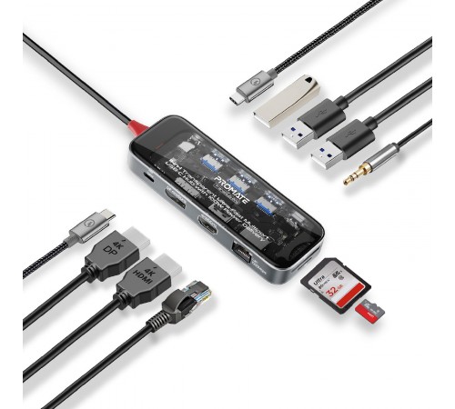 USB-хаб Promate TransHub-Pro USB Type-C Grey