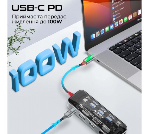 USB-хаб Promate TransHub-Pro USB Type-C Grey