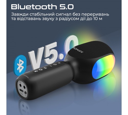 Мікрофон для караоке Promate VocalMic Bluetooth LED Black