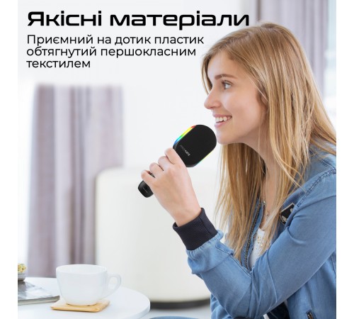 Мікрофон для караоке Promate VocalMic Bluetooth LED Black