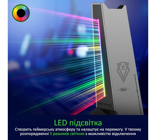 Підставка для навушників Vertux Zulu 2xUSB 2.0 / Mini Jack 3.5 мм Black