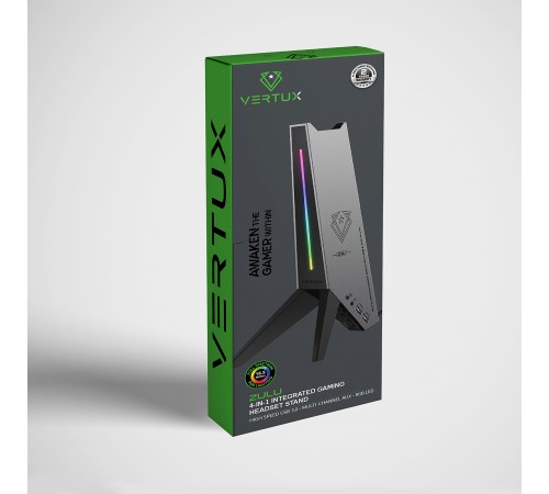 Підставка для навушників Vertux Zulu 2xUSB 2.0 / Mini Jack 3.5 мм Black